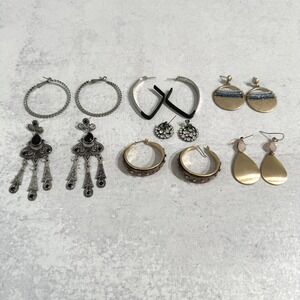 Assorted Women's Earrings 7-Piece Lot - Hoop, Dangle, Stud, Fashion‎ Jewelry
